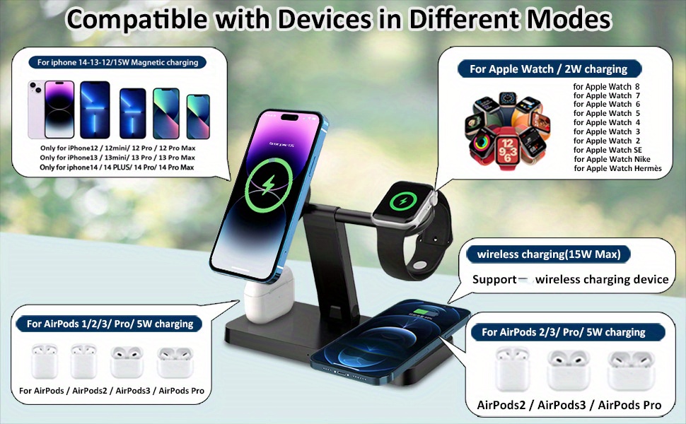 upgrade your wireless charging experience with this 4 in 1 portable foldable magnetic suction charger details 1