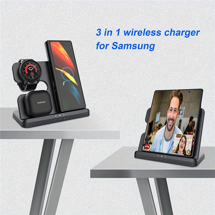 3 in 1 wireless charger stand for samsung s22 s21 s20 s10 ultra note galaxy watch 5 4 active buds 15w fast charging dock station details 4