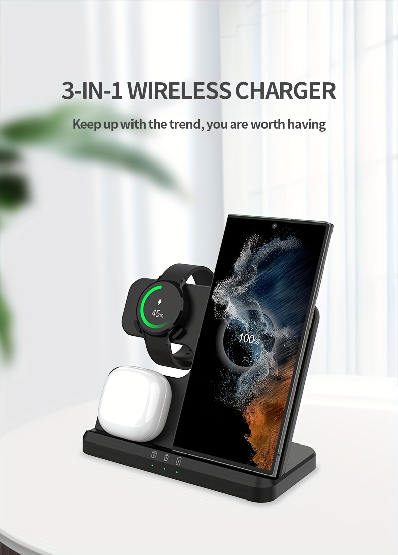 3 in 1 wireless charger stand for samsung s22 s21 s20 s10 ultra note galaxy watch 5 4 active buds 15w fast charging dock station details 9