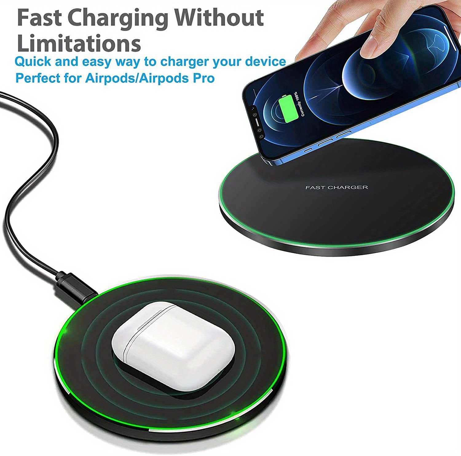 qi 15w max fast wireless charging pad fast wireless charger pad compatible with iphone 14 13 12 qi wireless charger for samsung galaxy s23 s22 note 20 30 ultra android phone only for phone which has qi certified charging station details 2
