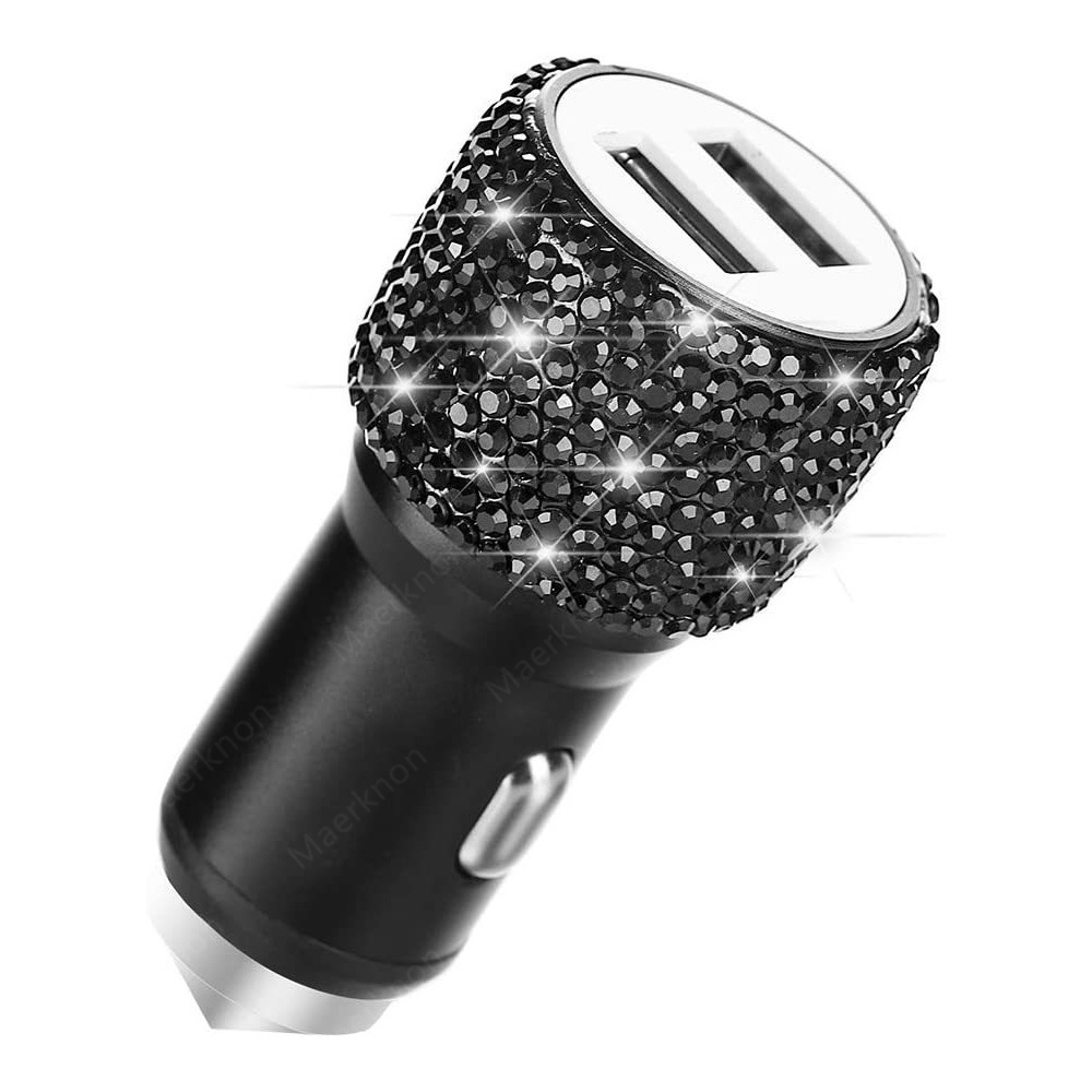 iphone xiaomi samsung-dual usb car charger bling usb fast charging phone adapter in car for iphone xiaomi samsung 5v 2 1a dual port car charger details 6