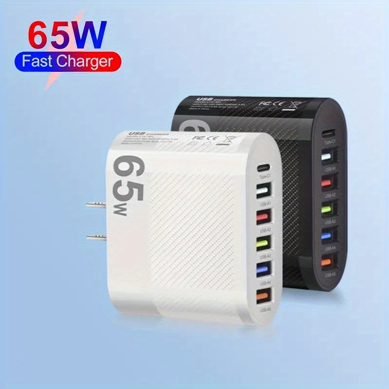65w fast charging for all phones quick charge with multi port pd 5usb adapter details 0