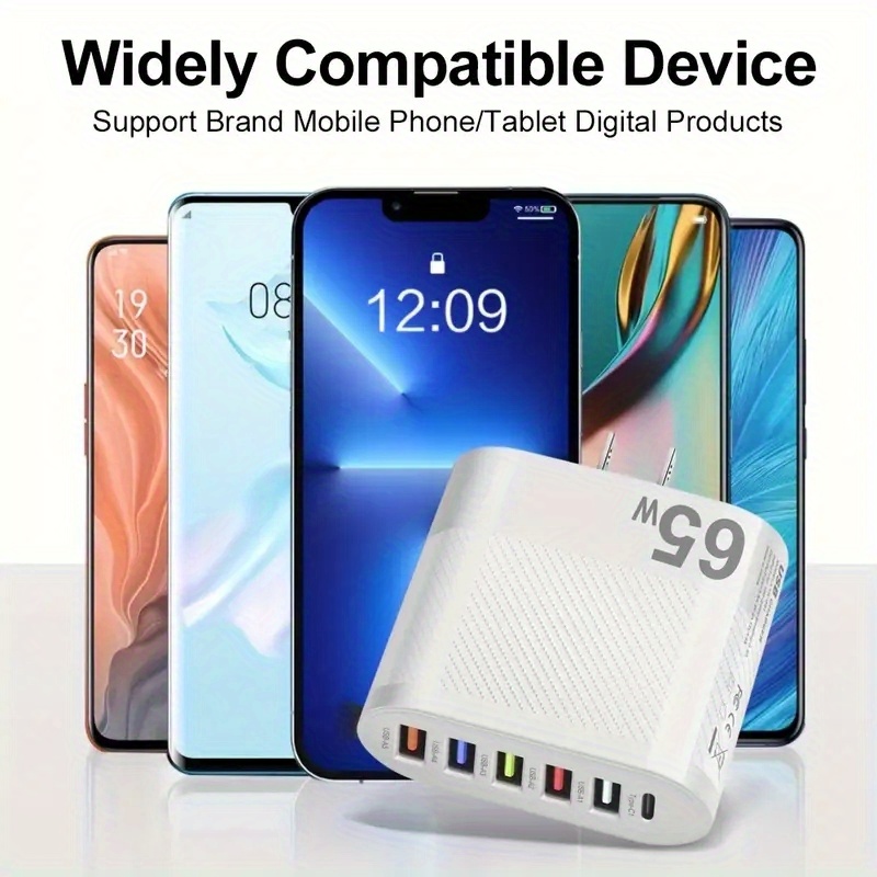65w fast charging for all phones quick charge with multi port pd 5usb adapter details 3