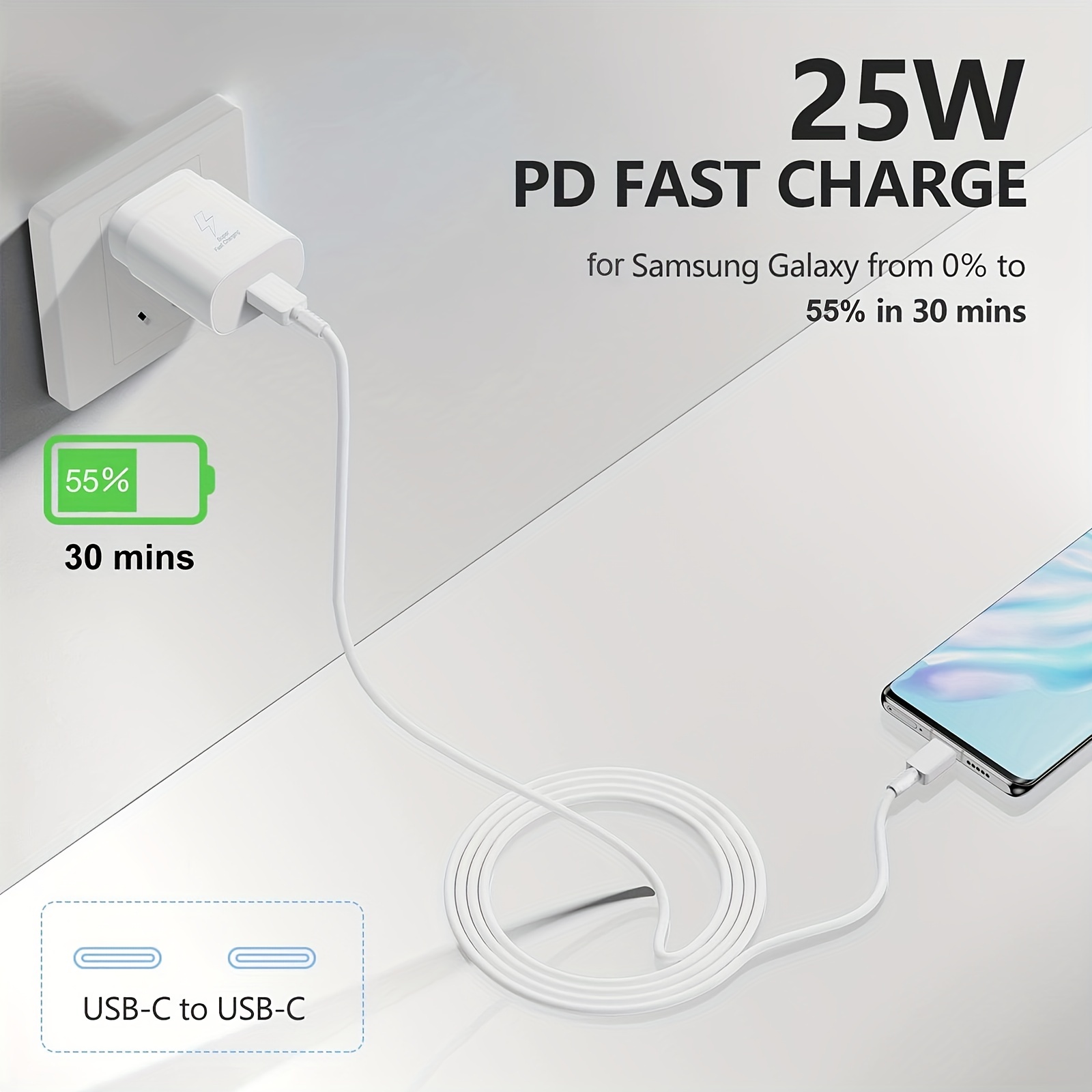 for samsung super fast charger type c charging cable cord with 25w usb c android phone charger block for samsung galaxy s23 s22 s21 s20 plus ultra fe note 20 10 z fold flip a17 details 2