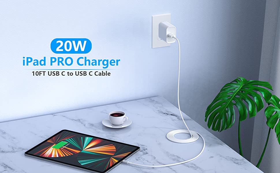 charger 20w usb c fast charger for ipad pro 12 9 pro 11 inch 2021 2020 2018 air 5th 4th 10 9 inch 2022 2020 mini 6 generation 2021 pd wall charger block with 6 6ft usb c to c charging cable details 0