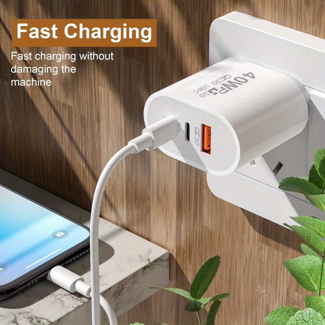 universal charger with 3 ports 2pd 1 usb ports 40w fast charging 3 0 fast usb wall charger portable mobile charger qc 3 0 travel adapter for samsung iphone android mainstream models details 2