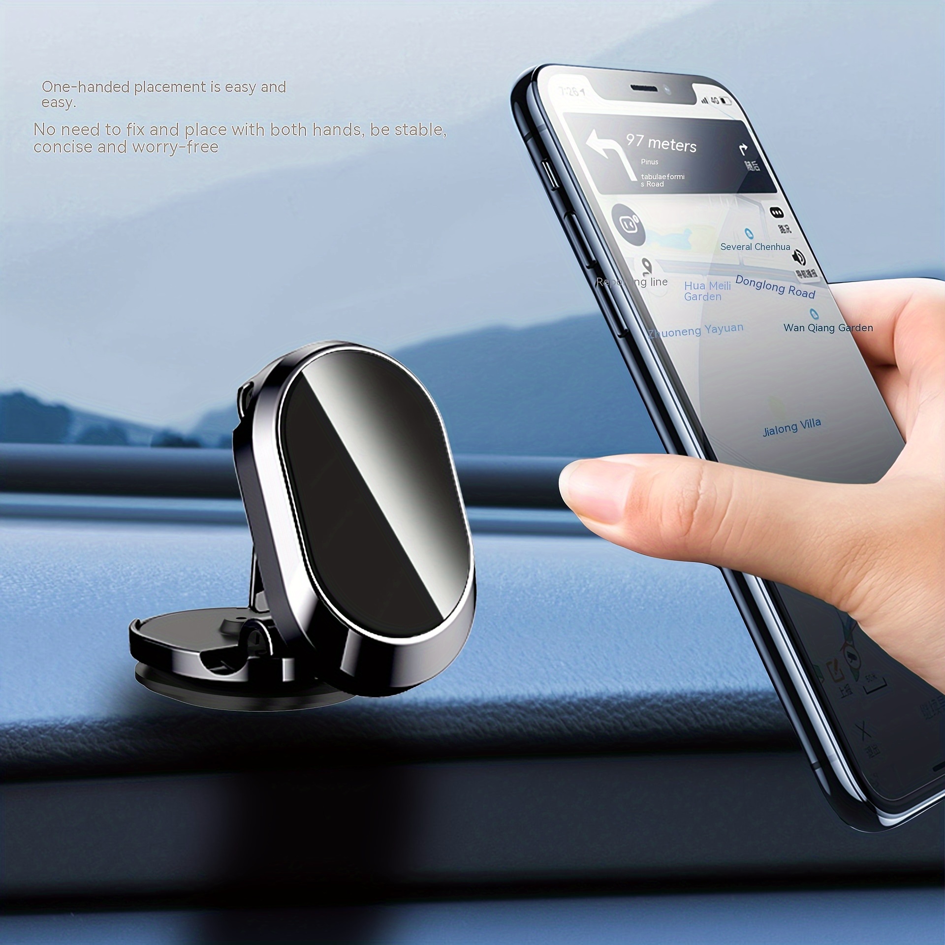 car folding magnetic suction mobile phone holder instrument panel holder car phone holder 360 rotation navigation holder details 1