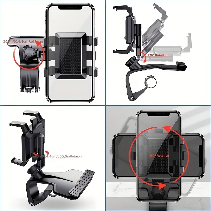 car phone holder multifunction car dashboard holder rearview mirror with 360 adjustable spring clip suitable for 3 to 7 inch smartphones voph045 details 6