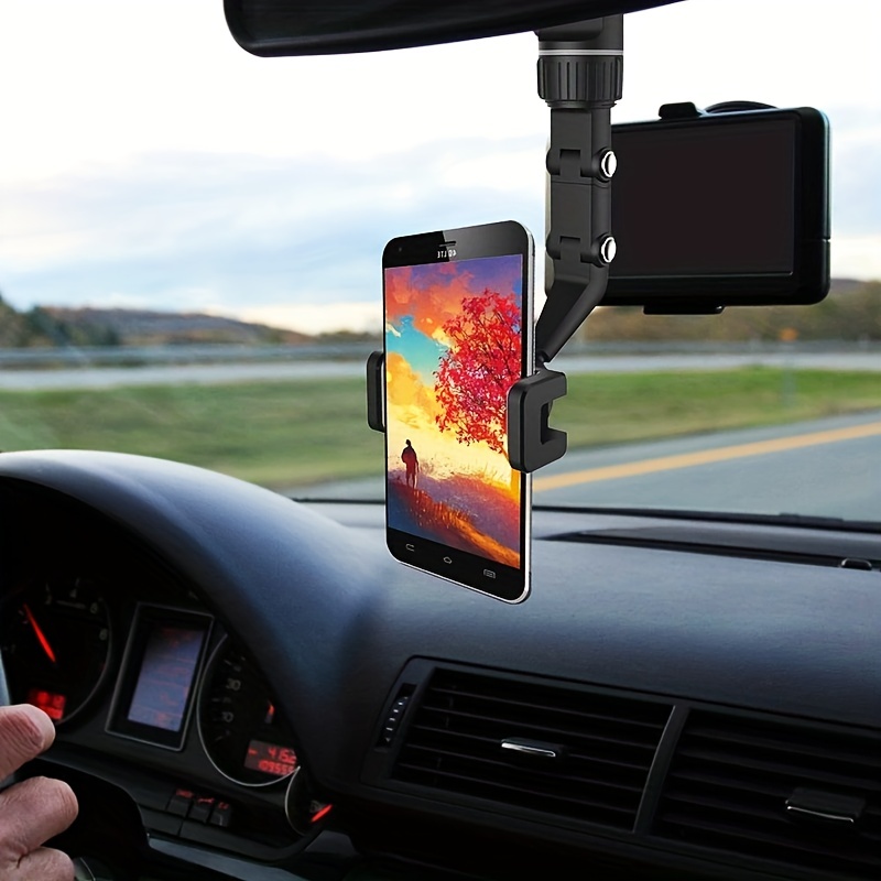 car mobile phone holder multi functional 360 rotating inspection mirror seat suspension rearview mirror rear pillow office desk kitchen multi scene universal mobile phone holder mobile phone holder details 1