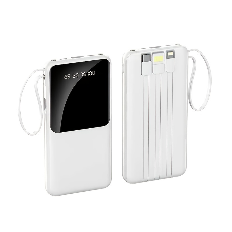 20000mah 10000mah portable battery charger type c power bank with led display compatible with iphone samsung smart devices white details 3