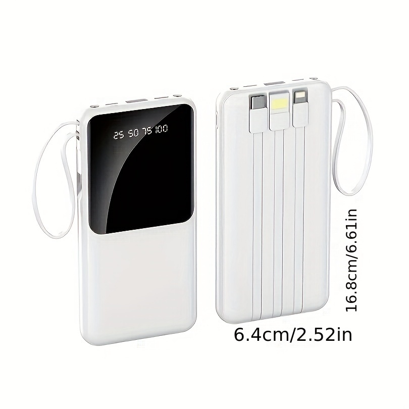 20000mah 10000mah portable battery charger type c power bank with led display compatible with iphone samsung smart devices white details 6