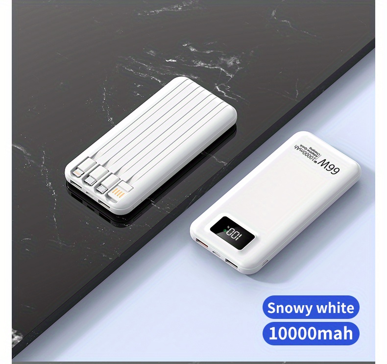 usb power bank-10000mah 66w super fast charging power bank portable usb power bank compatible with android apple devices led digital power display 4 charging cables details 7