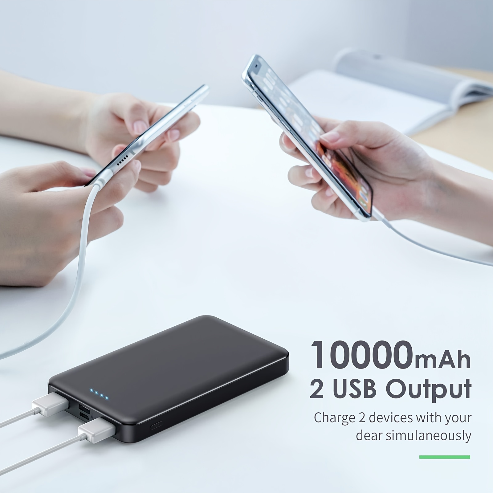 portable charger power bank 10000mah ultra slim design portable phone charger with type c input 2 output backup charging external battery pack for smart phone android phone tablet etc compatible with iphone 15 14 13 12 11 x 8 7 6 samsung s20 details 1