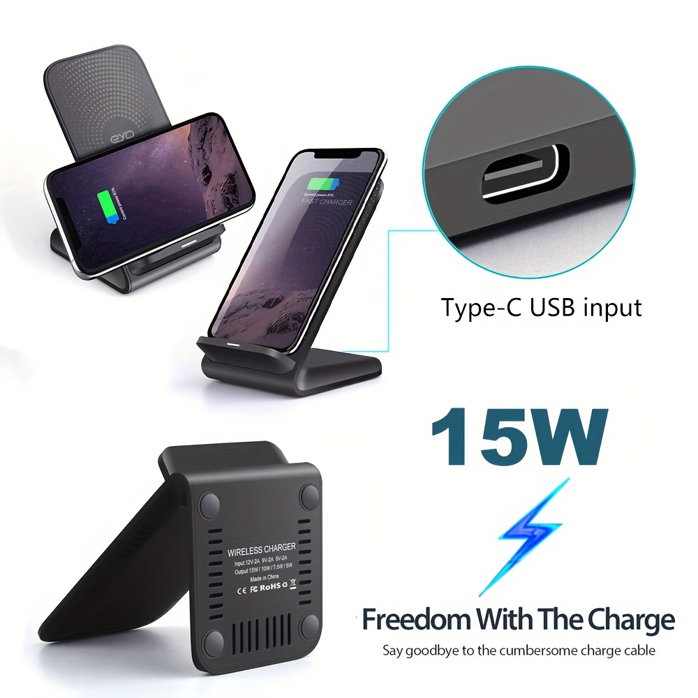 15w ultra fast wireless charger mobile phone holder foldable base holder for ios portable trial mobile wireless charger details 3