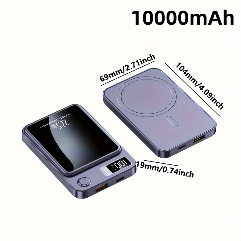 5000 10000mah magnetic absorption wireless charging bank 22 5w pd20w suitable for iphone 15pro 14max 13 12 android phones usb type c portable charger with led power display for outdoor travel emergency backup mobile power bank details 31