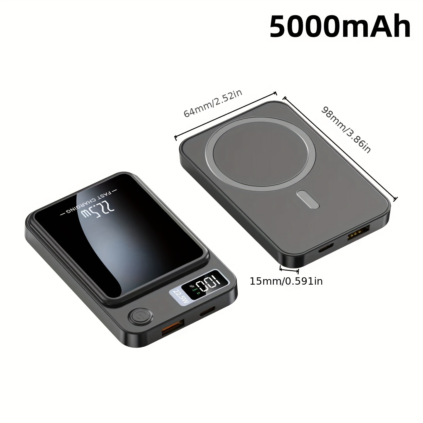 5000 10000mah magnetic absorption wireless charging bank 22 5w pd20w suitable for iphone 15pro 14max 13 12 android phones usb type c portable charger with led power display for outdoor travel emergency backup mobile power bank details 32