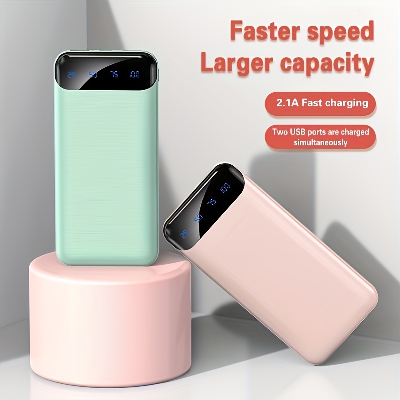 10000mah portable power bank 5v 2 1a mini battery charger fast charging for external batteries 2xusb type c micro details 4