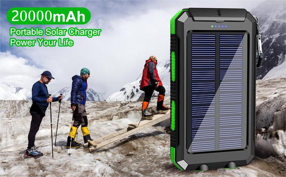 20000mah portable solar power bank 2 usb charging ports strong led light outdoor emergency use perfect gift for birthdays valentines easter more details 0