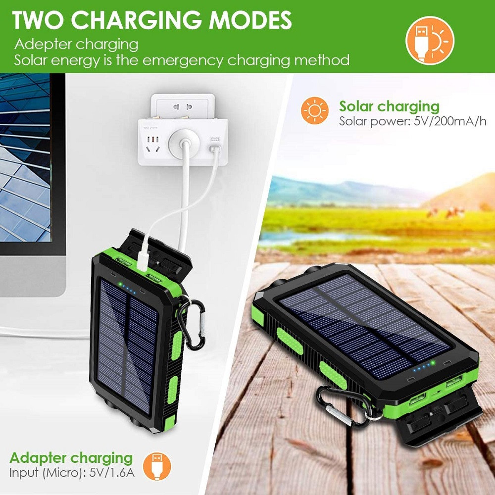 20000mah portable solar power bank 2 usb charging ports strong led light outdoor emergency use perfect gift for birthdays valentines easter more details 4
