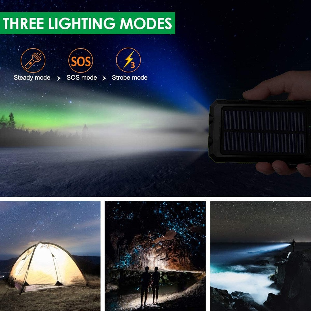 20000mah portable solar power bank 2 usb charging ports strong led light outdoor emergency use perfect gift for birthdays valentines easter more details 5
