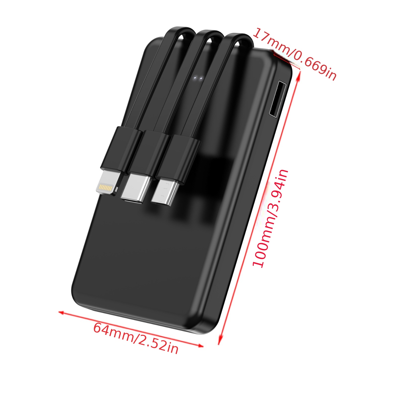 portable mobile phone charger built in cable mini mobile power supply slim and lightweight usb battery pack external mobile phone charger for samsung for iphone for ipad etc details 0