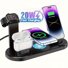 15W Fast Charging Station, Folding Wireless Charger Stand For Samsung For IPhone 14,13,12,11/Pro/Max/Mini/Plus, X, XR, XS/Max, SE, 8/Plus, For Apple Watch 1-8, Airpods 3/2/Pro