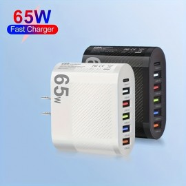 65W Fast Charging For All Phones: Quick Charge With Multi-Port PD+5USB Adapter