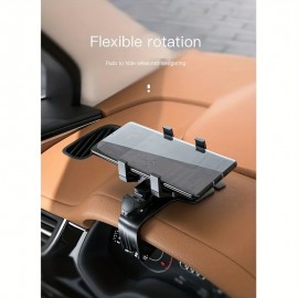 Car Phone Holder, Multifunction Car Dashboard Holder Rearview Mirror With 360 Â° Adjustable Spring Clip, Suitable For 3 To 7 Inch Smartphones VOPH045