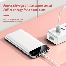 10000mah Portable Power Bank - 5V 2.1A Mini Battery Charger - Fast Charging for External Batteries (2xUSB, Type C & Micro)