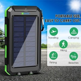 20000MAH Portable Solar Power Bank: 2 USB Charging Ports, Strong LED Light & Outdoor Emergency Use - Perfect Gift For Birthdays, Valentines, Easter & More!