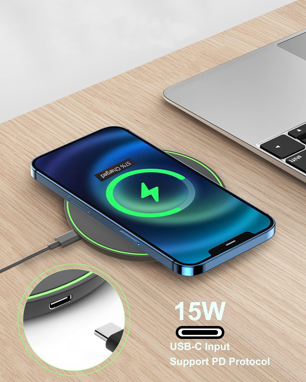 wireless charging pad for iphone for airpods for samsung galaxy more compatible with iphone 13 14 12 11 x xr for airpods 15w more details 4