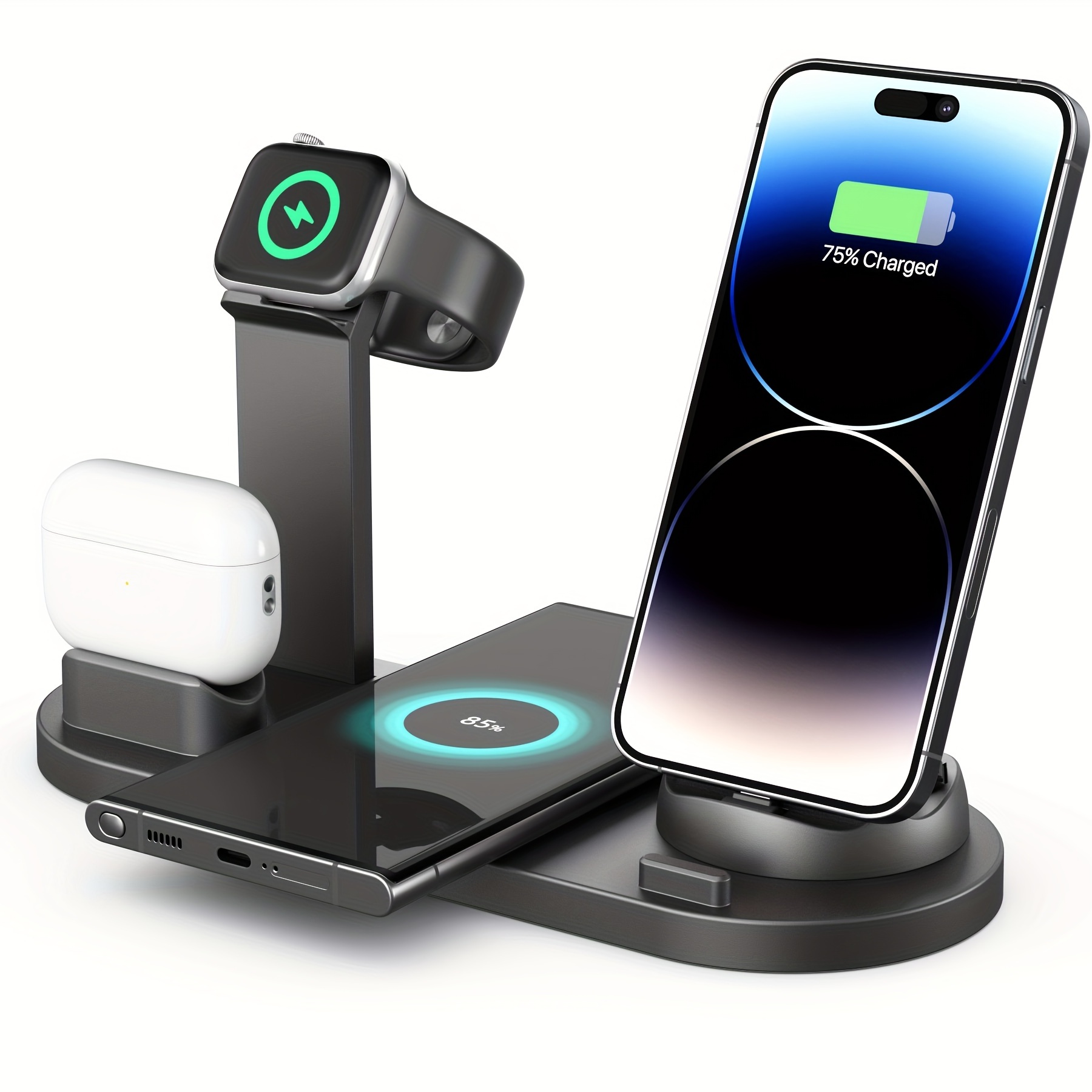 15w fast charging station folding wireless charger stand for samsung for iphone 14 13 12 11 pro max mini plus x xr xs max se 8 plus for apple watch 1 8 airpods 3 2 pro details 7