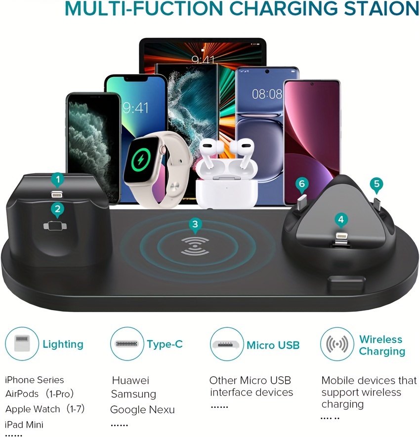 wireless charger stand-15w 10 in 1 wireless charger stand for iphone 13 12 11 xs xr fast charging dock station for airpods pro iwatch 7 details 2