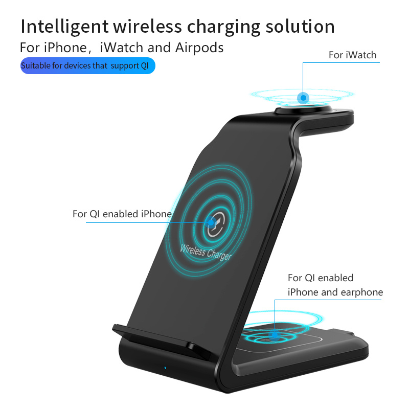 charger station for iphone multiple devices 3 in 1 fast wireless charger stand dock stand for iphone 14 13 12 11 pro x xs 8 plus apple watch series 8 7 6 se 5 4 3 2 airpods 3 2 pro for office home nice small gift for friend details 3