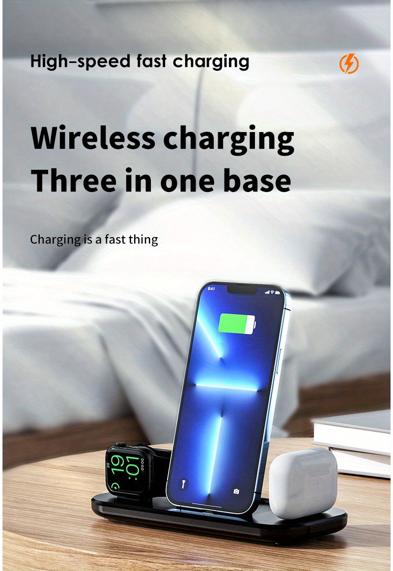 3 in 1 wireless charger stand for iphone 14 13 12 11 x xr 8 for iwatch fast charging dock station for airpods pro for iwatch 8 7 details 0