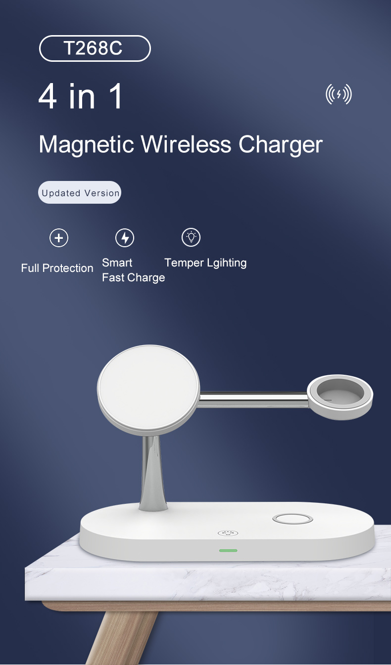 magnetic wireless charger-3 in 1 magnetic wireless charger stand with night light for iphone 15 14 13 12 11 for iwatch 9 8 7 se magnet fast charging station for airpods pro details 0